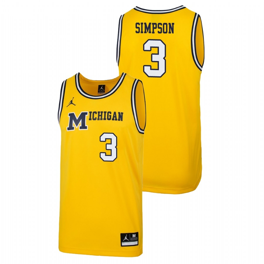 Michigan Wolverines Men's NCAA Zavier Simpson #3 Maize 1989 Throwback Replica College Basketball Jersey CPZ5349BE
